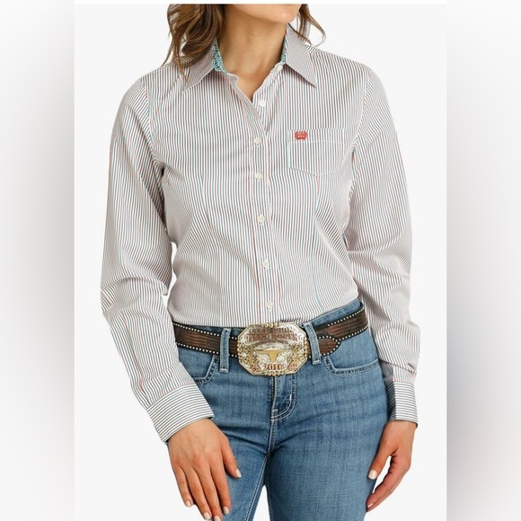 Cinch Women's Blue Tencel Button Down Shirt Size XXL - Picture 1 of 3
